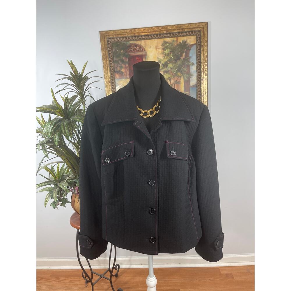 Isabel & Nina Women Plus 20W Jacket Black Turndown Collar Lined Office Siren